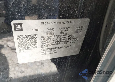 2019 Chevrolet Malibu Lt z USA, uszkodzony, nr VIN 1G1ZD5ST7KF119852